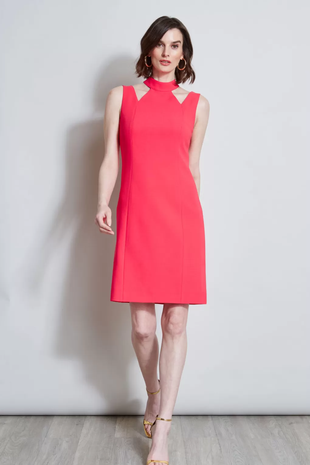 Store Elie Tahari Mock Neck Cut Out Dress WILD STRAWBERRY