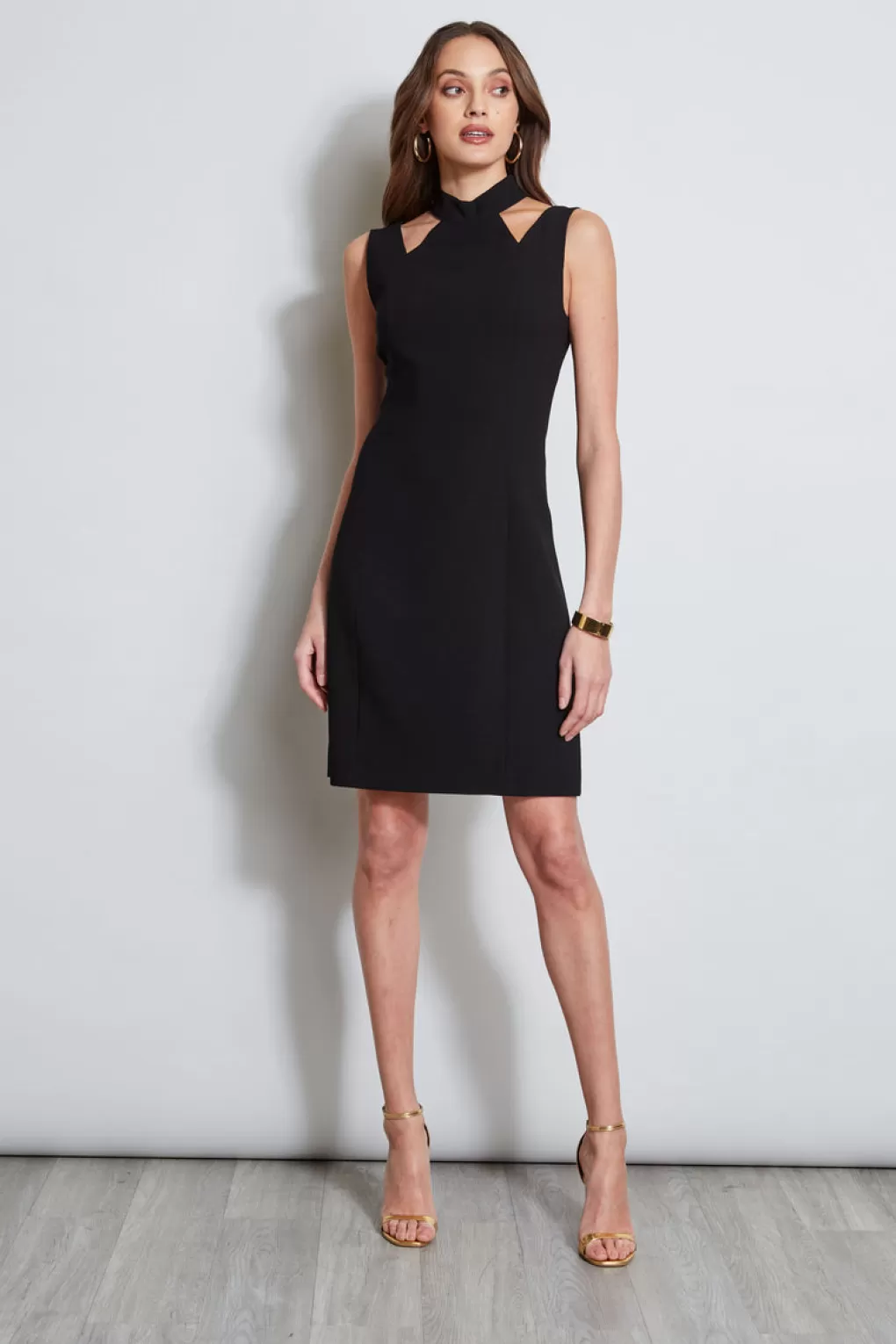 Outlet Elie Tahari Mock Neck Cut Out Dress BLACK