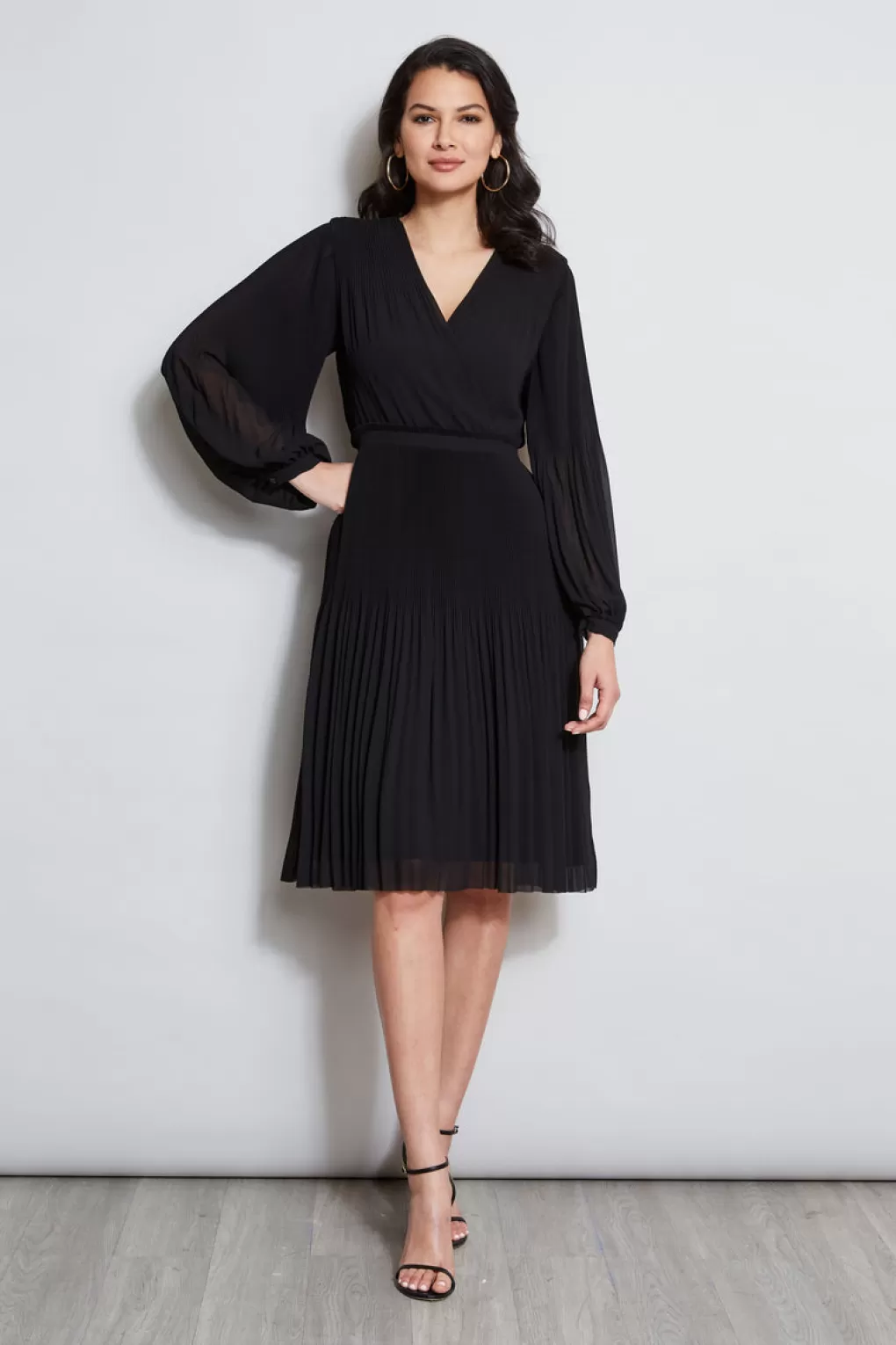 Store Elie Tahari Mock Wrap Pleated Dress NOIR