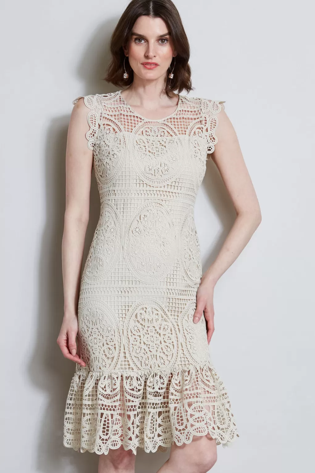 Hot Elie Tahari Mosaic Lace Dress FLOUR