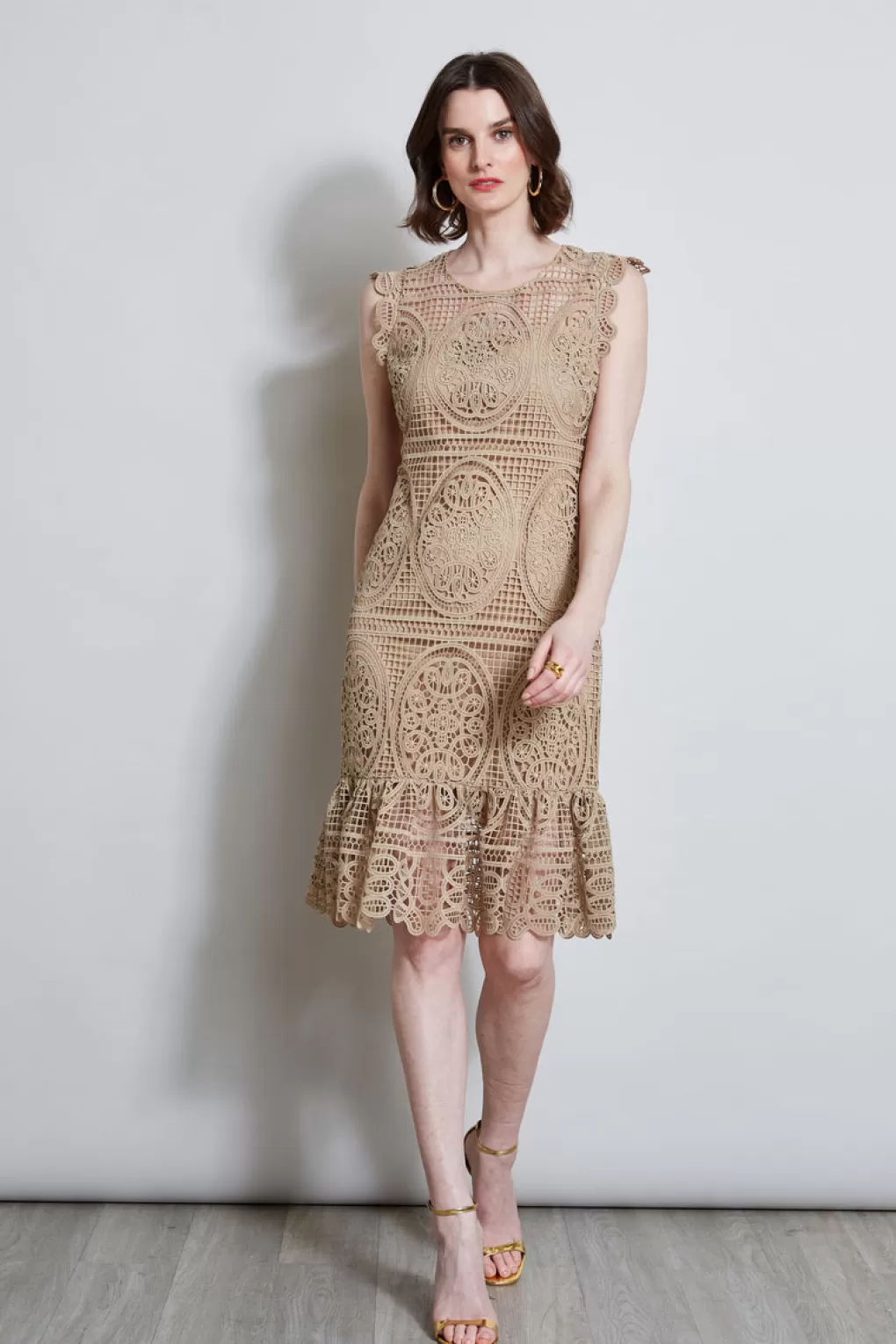 Clearance Elie Tahari Mosaic Lace Dress SANDCASTLE