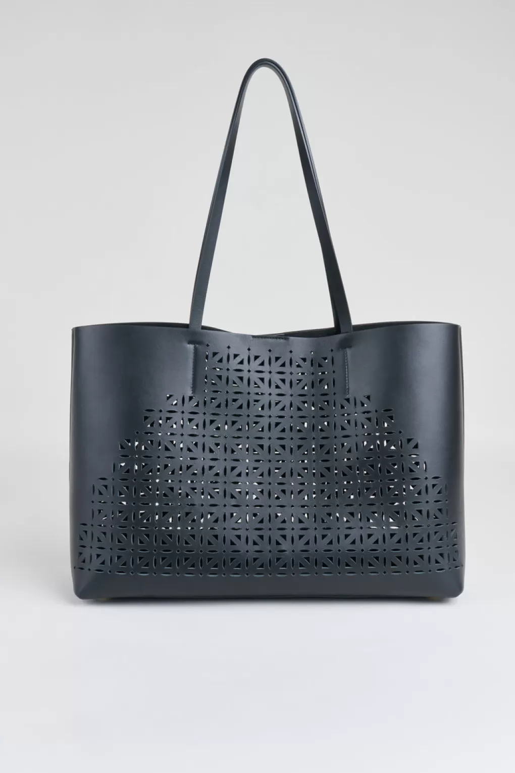 Best Sale Elie Tahari Nappa Leather Lasercut Tote BLACK