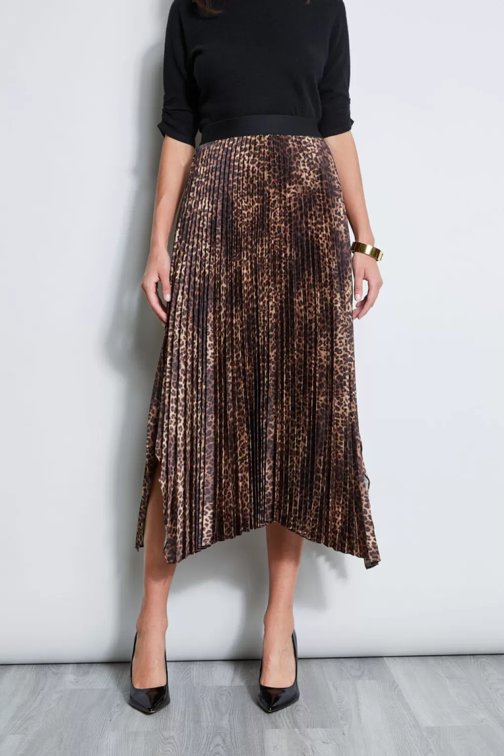 Cheap Elie Tahari Ocelot Print Pleated Skirt MULTI