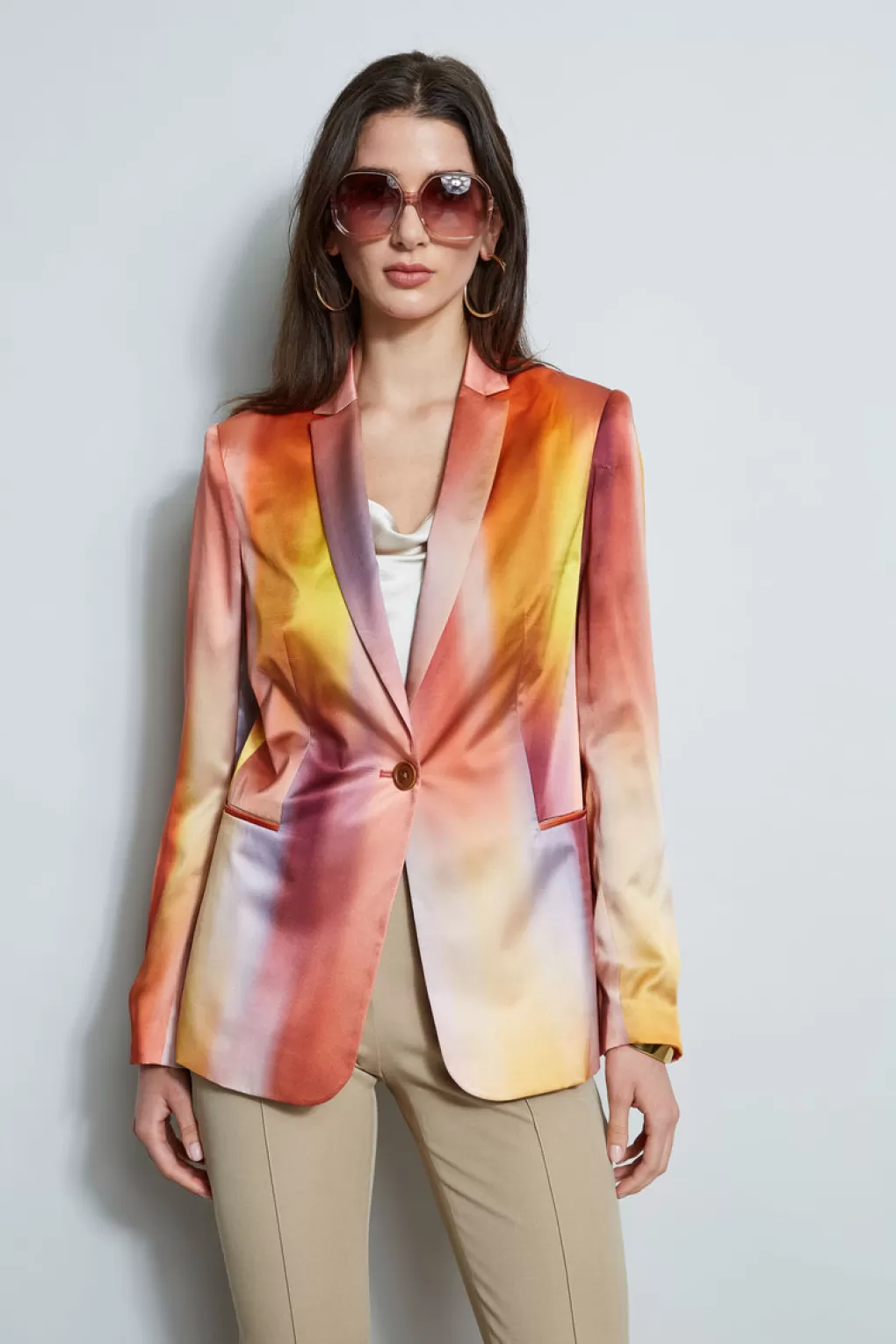 Online Elie Tahari Ombre Silk Satin Blazer GINGER MULTI