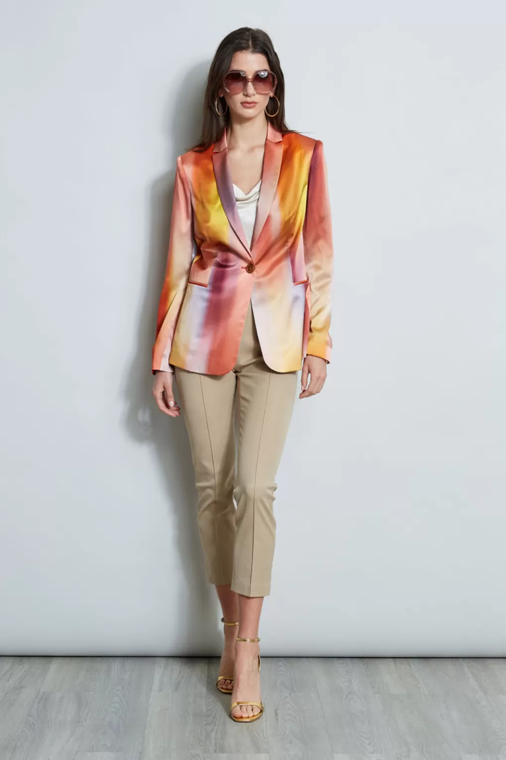 Online Elie Tahari Ombre Silk Satin Blazer GINGER MULTI