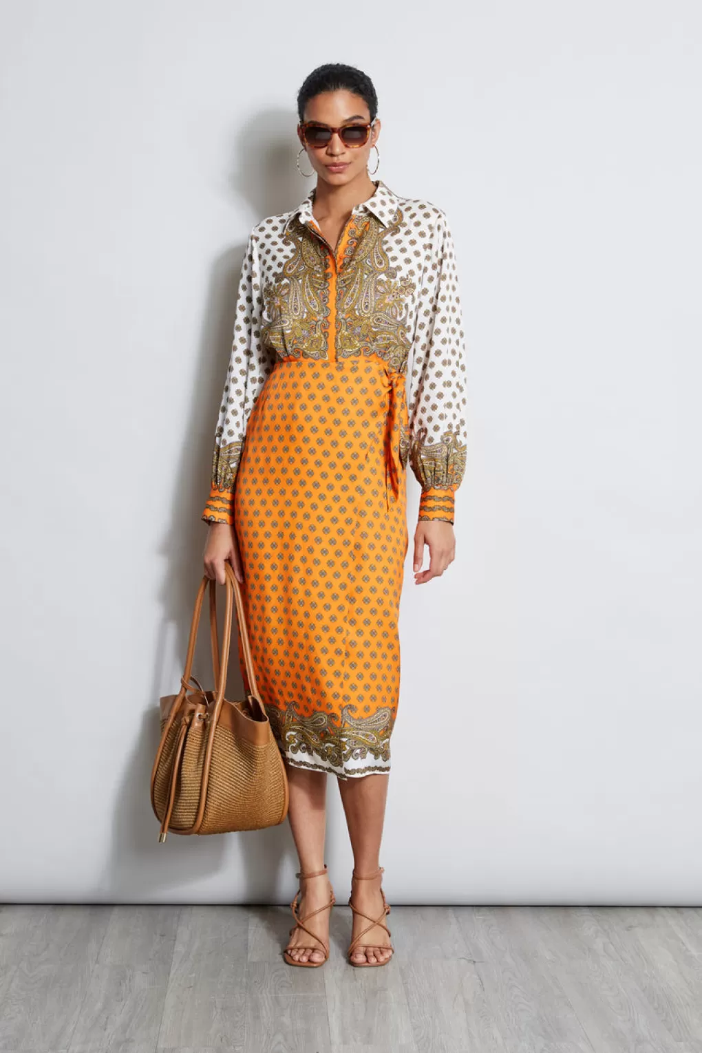 Outlet Elie Tahari Paisley Scarf Print Shirtdress SUN PAISLEY PRINT