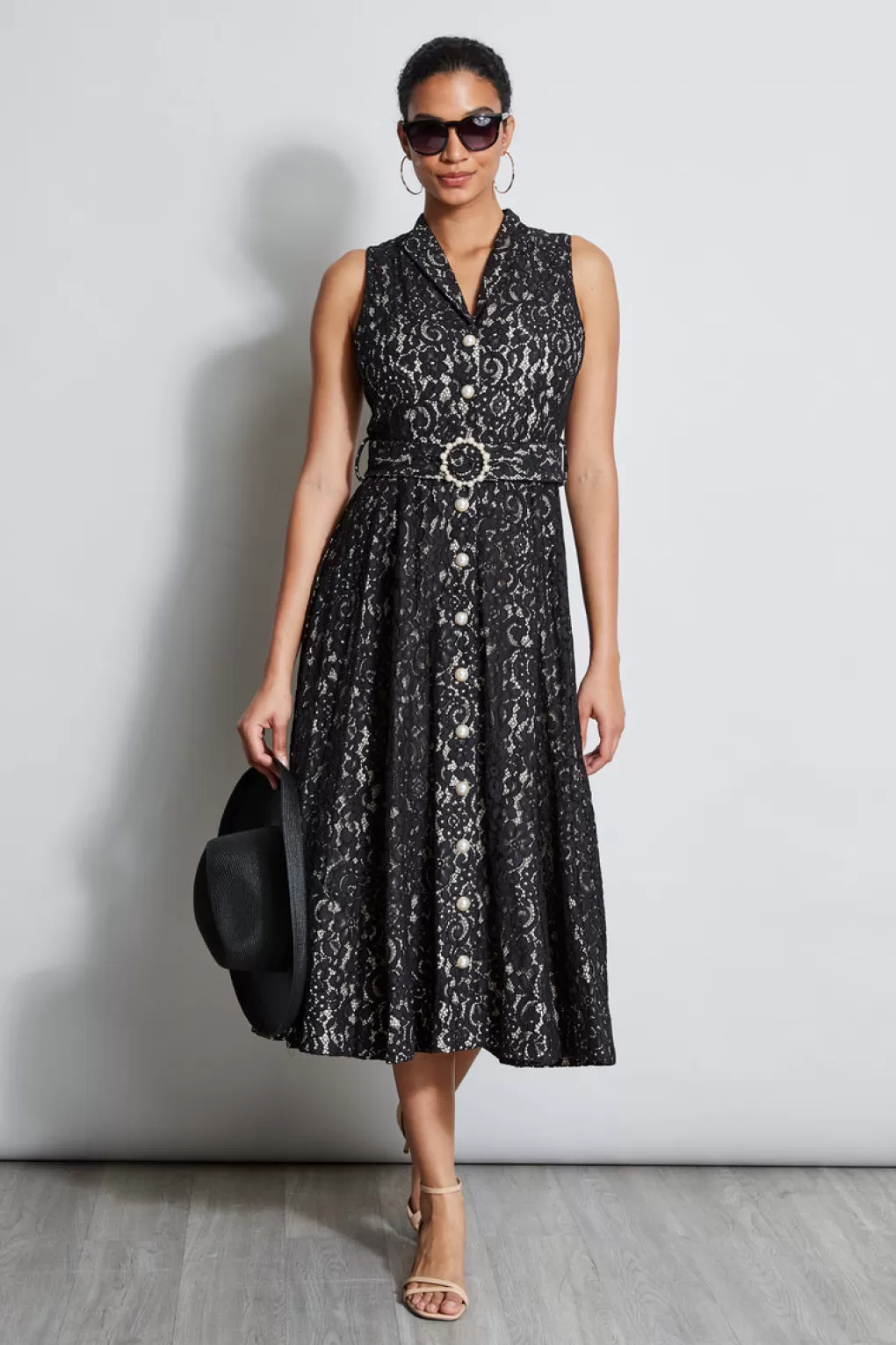 Best Elie Tahari Pearl Detail Lace Dress NOIR LACE