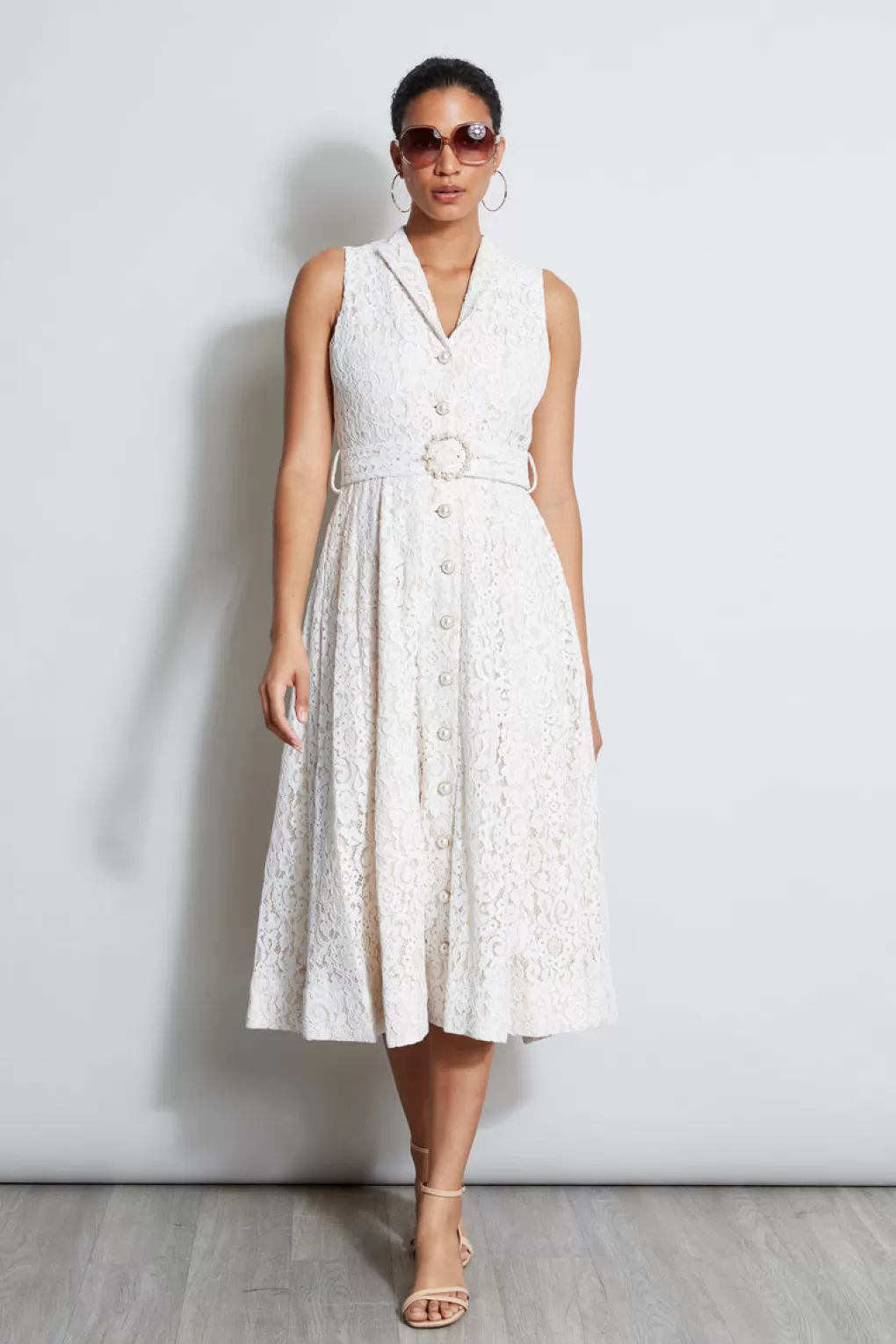 Best Elie Tahari Pearl Detail Lace Dress IVORY LACE