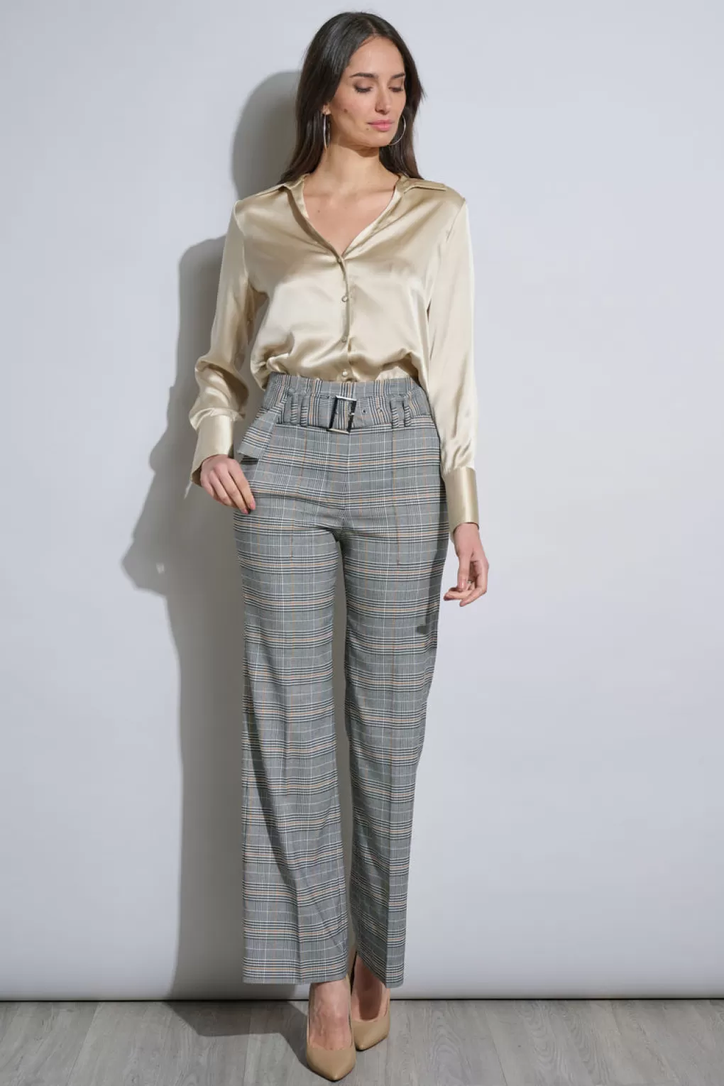 Fashion Elie Tahari Plaid Belted Pant ANGIE PLAID