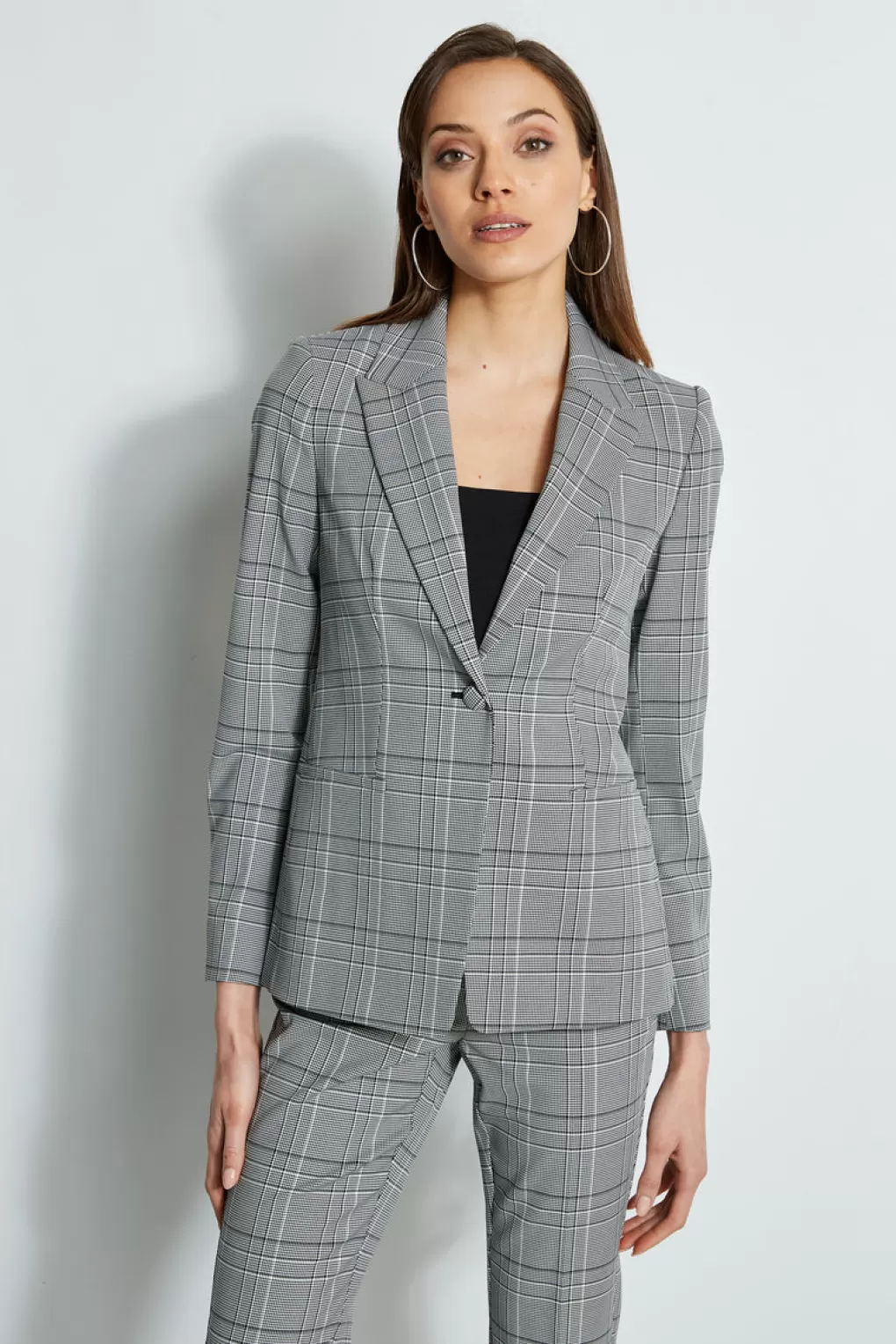 New Elie Tahari Plaid Single Button Blazer MADELYN PLAID