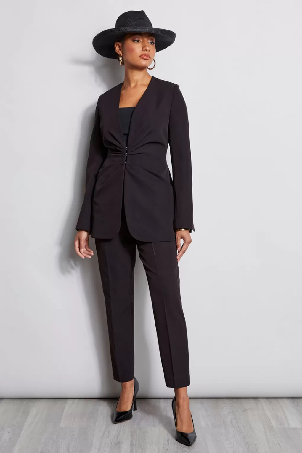 Hot Elie Tahari Pleat Detail Blazer NOIR