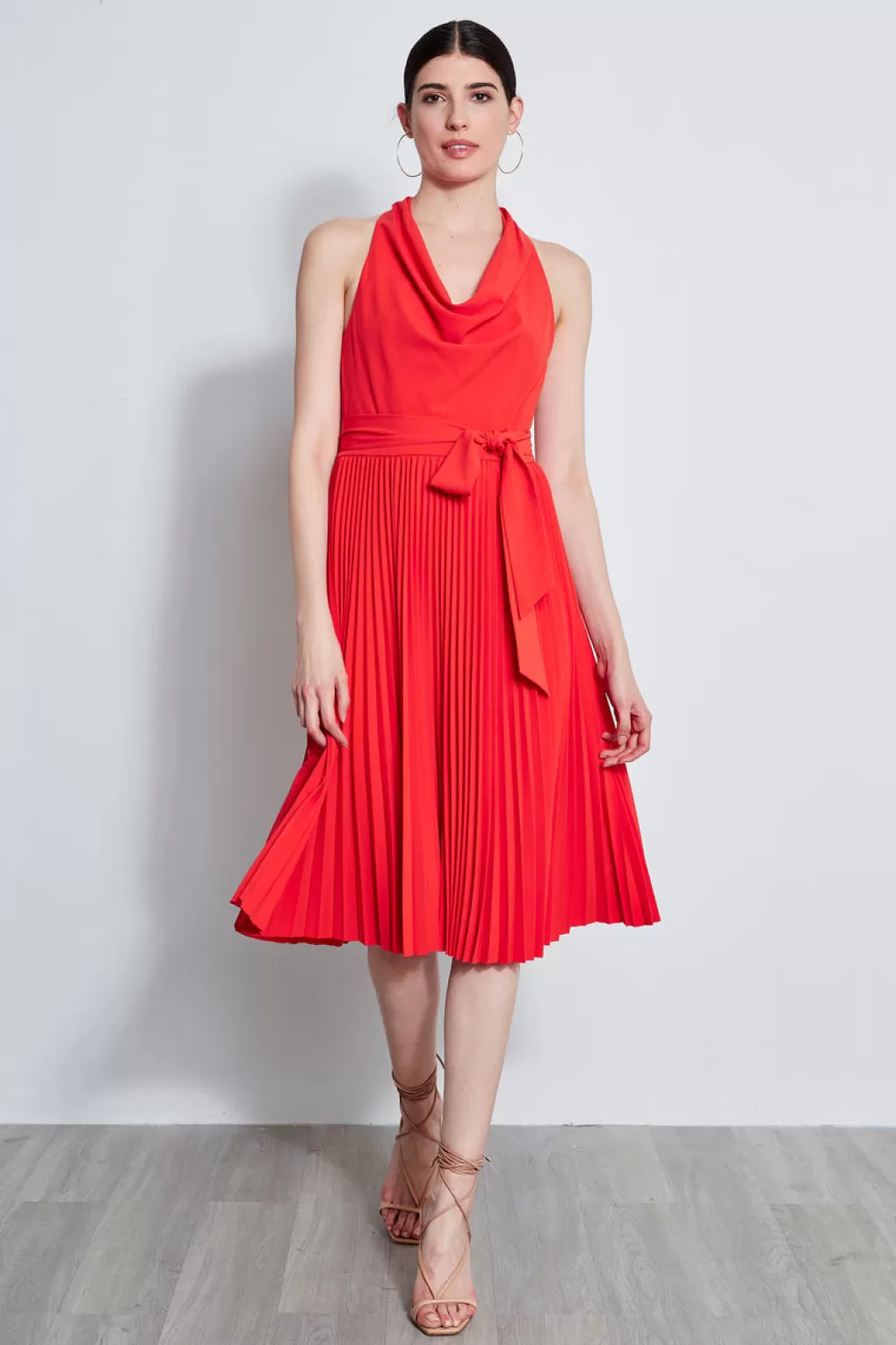 Flash Sale Elie Tahari Pleated Cowl Midi Dress AGAVE