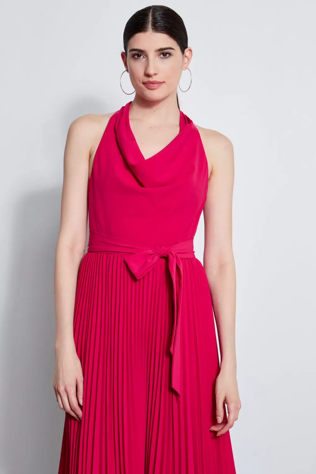 Online Elie Tahari Pleated Cowl Midi Dress CYCLAMEN