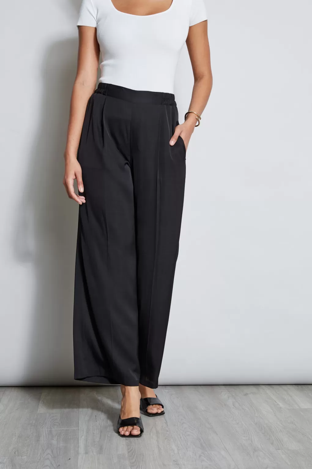 Fashion Elie Tahari Pleated Silk Pant NOIR