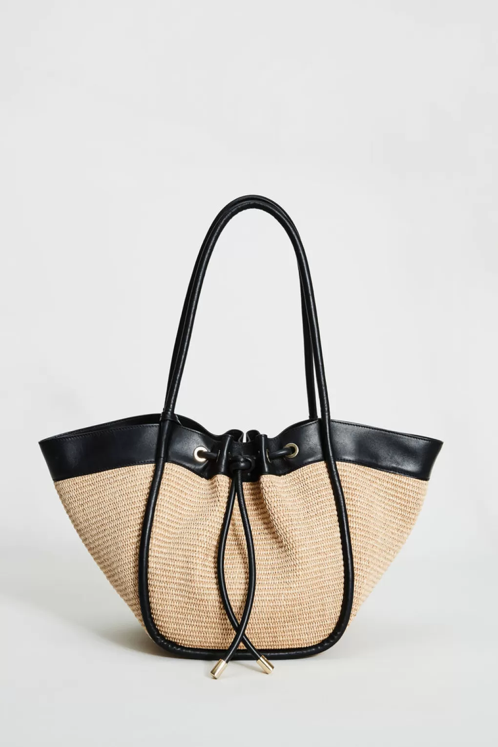 Best Elie Tahari Raffia Tote Bag SAND-BLACK