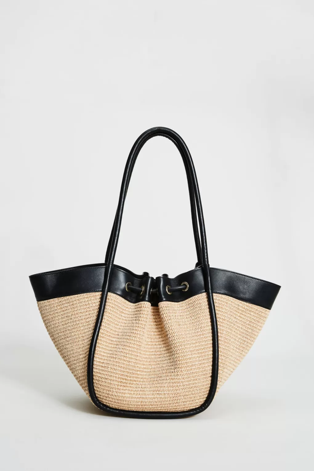 Best Elie Tahari Raffia Tote Bag SAND-BLACK