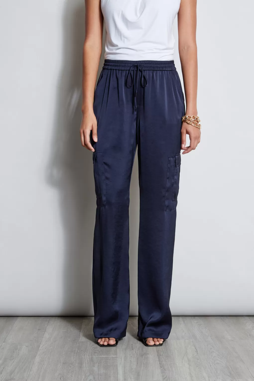 Outlet Elie Tahari Relaxed Satin Cargo Pant STARGAZER