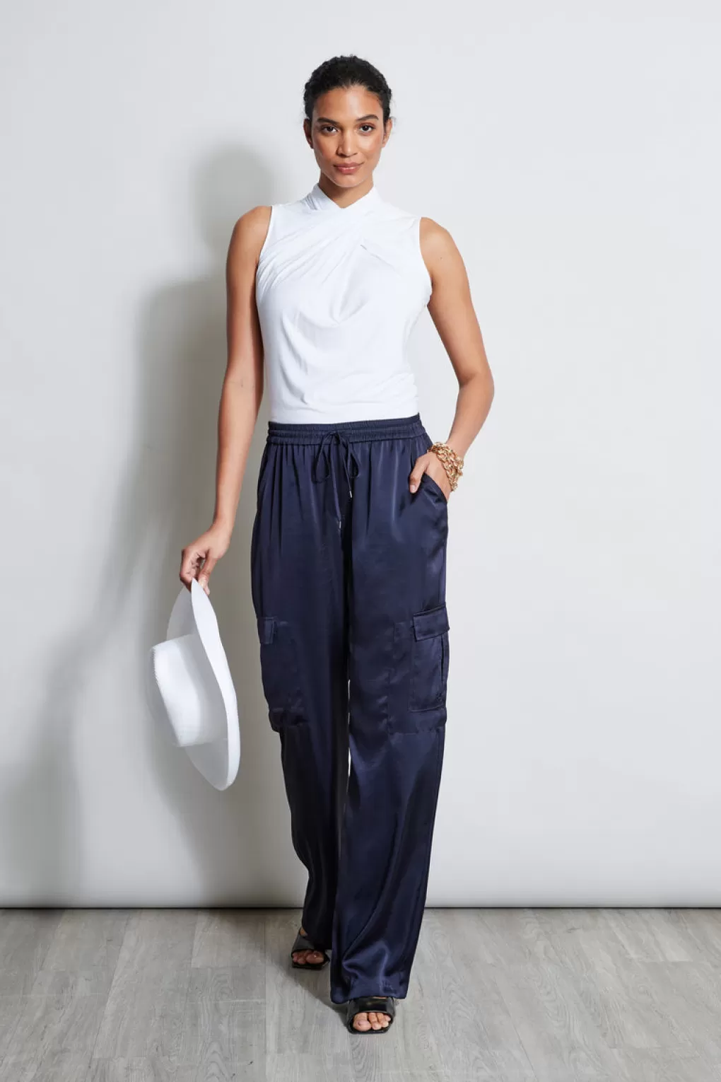 Outlet Elie Tahari Relaxed Satin Cargo Pant STARGAZER