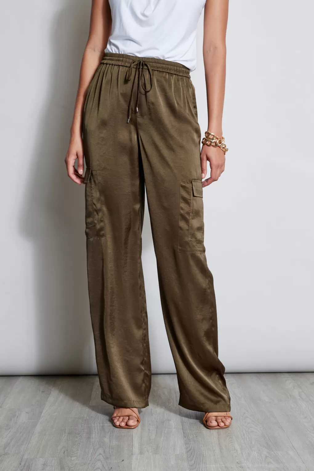 Discount Elie Tahari Relaxed Satin Cargo Pant SAVOY