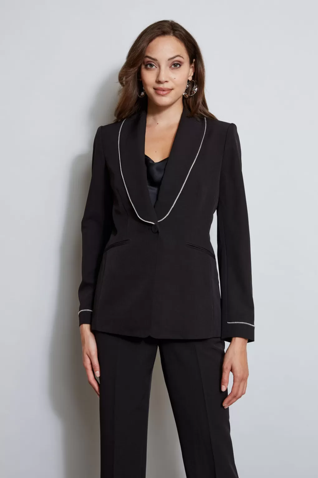 Flash Sale Elie Tahari Rhinestone Edged Blazer NOIR