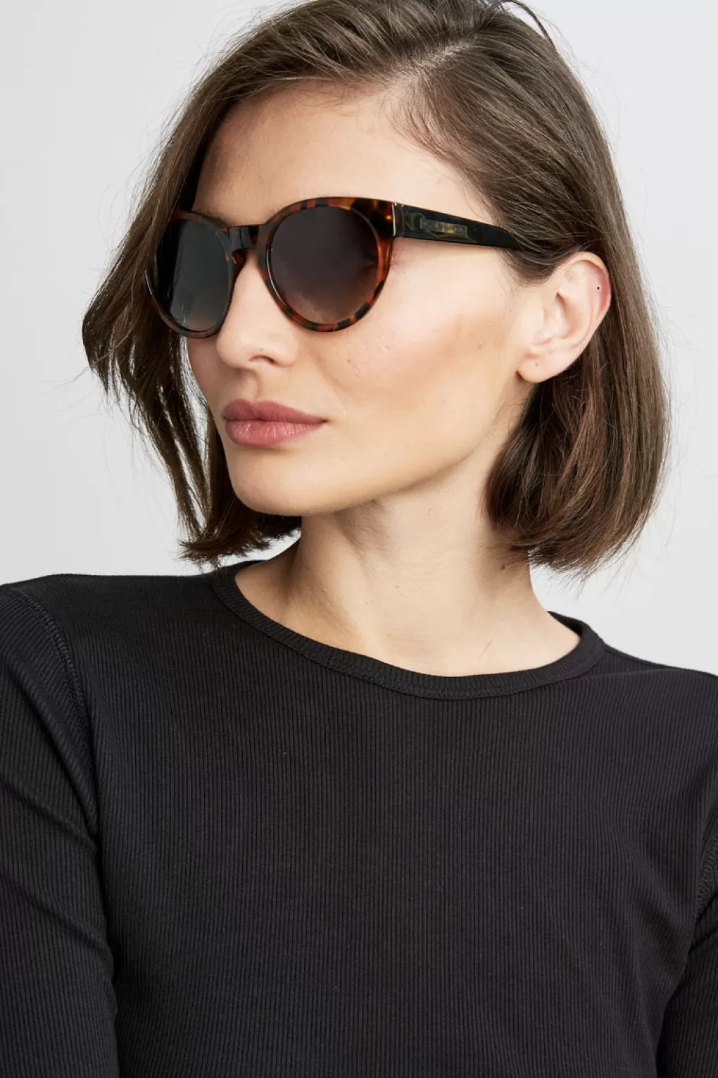 Clearance Elie Tahari Round Acetate Sunglasses Tobacco Tort/ Black