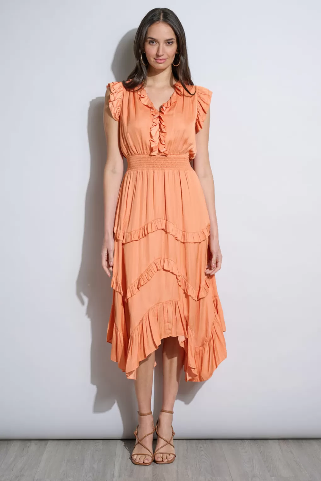 Cheap Elie Tahari Ruffle Midi Dress HOPSCOTCH