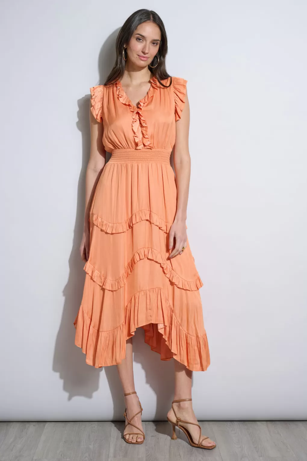 Cheap Elie Tahari Ruffle Midi Dress HOPSCOTCH