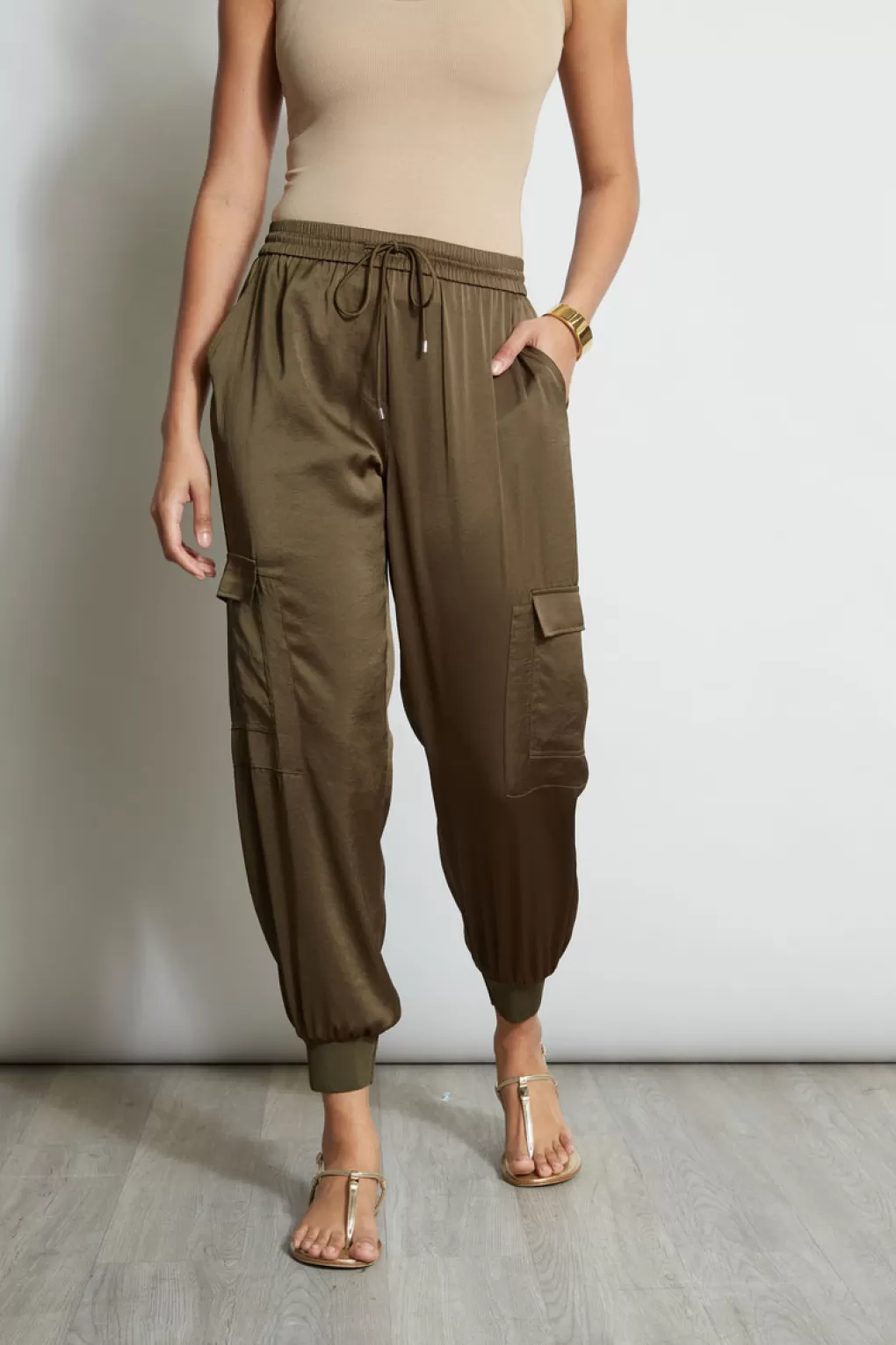 Outlet Elie Tahari Satin Cargo Pant SAVOY