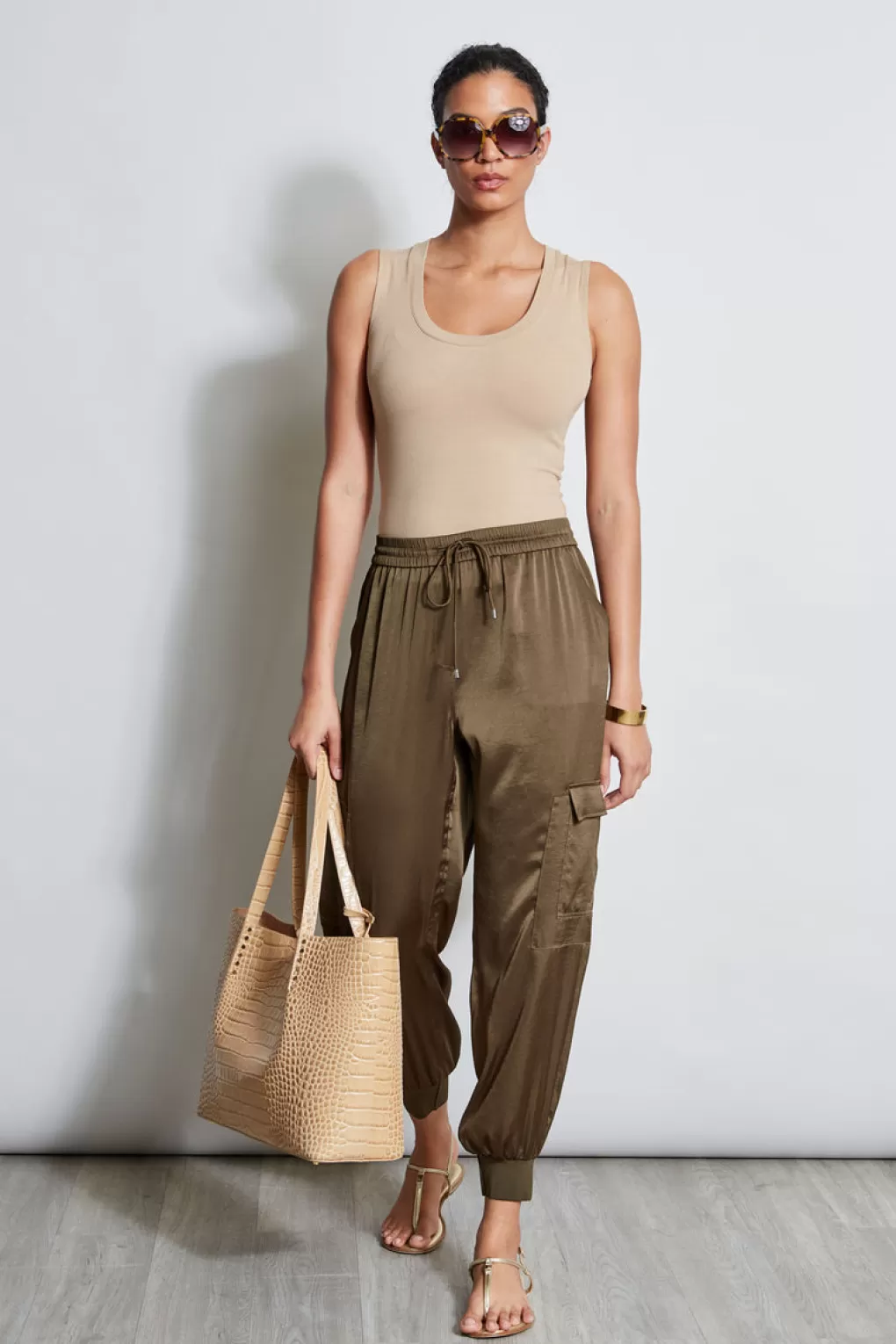 Outlet Elie Tahari Satin Cargo Pant SAVOY