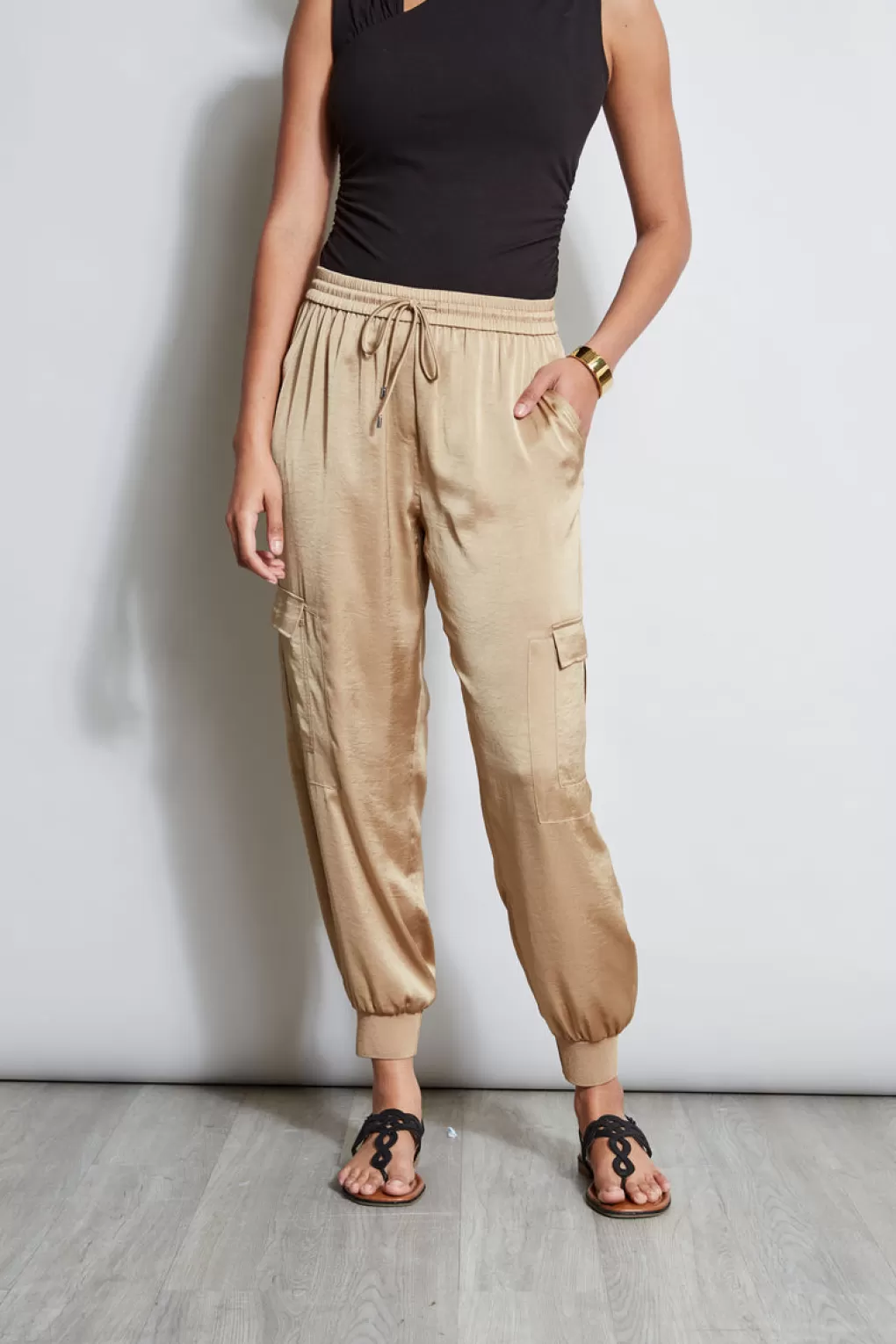 Cheap Elie Tahari Satin Cargo Pant SANDCASTLE