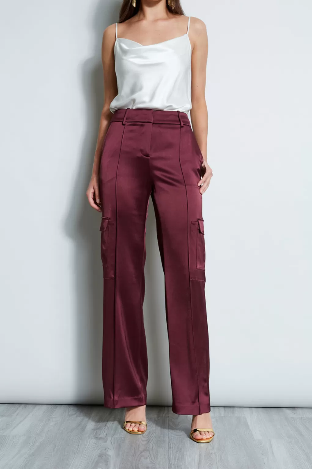 Hot Elie Tahari Satin Cargo Pant CORDOVAN