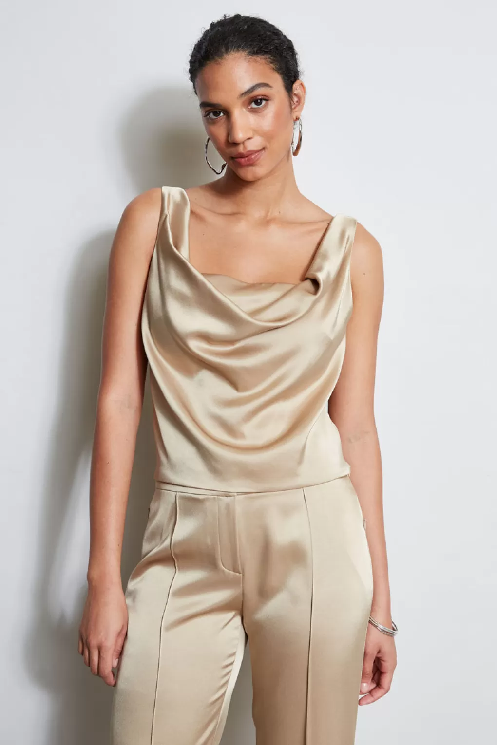 Cheap Elie Tahari Satin Cowl Cami SANDCASTLE