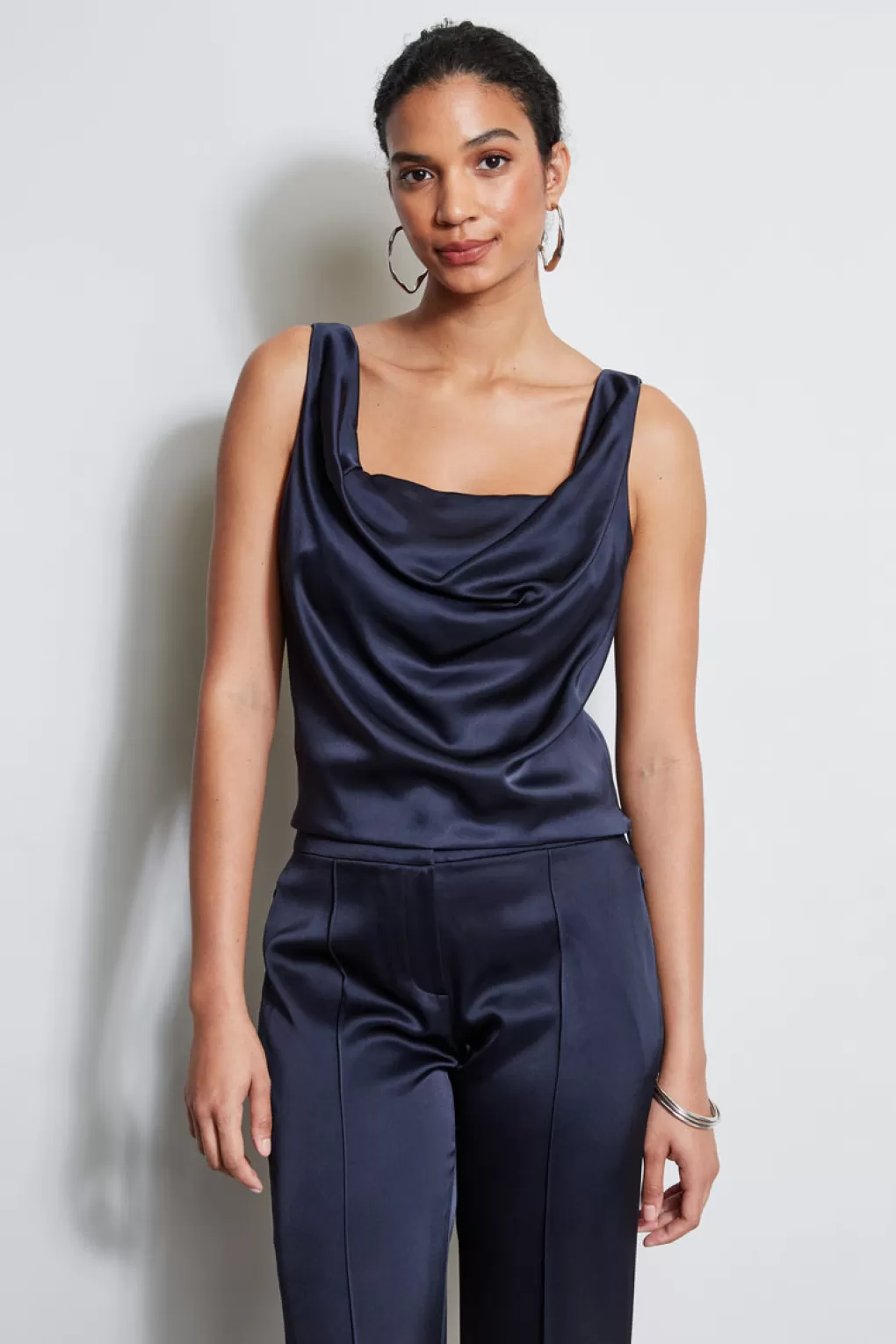 Discount Elie Tahari Satin Cowl Cami STARGAZER