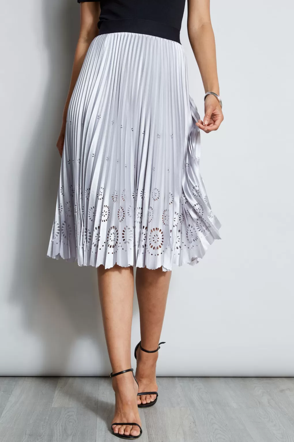 Cheap Elie Tahari Satin Pleated Skirt PLATINUM