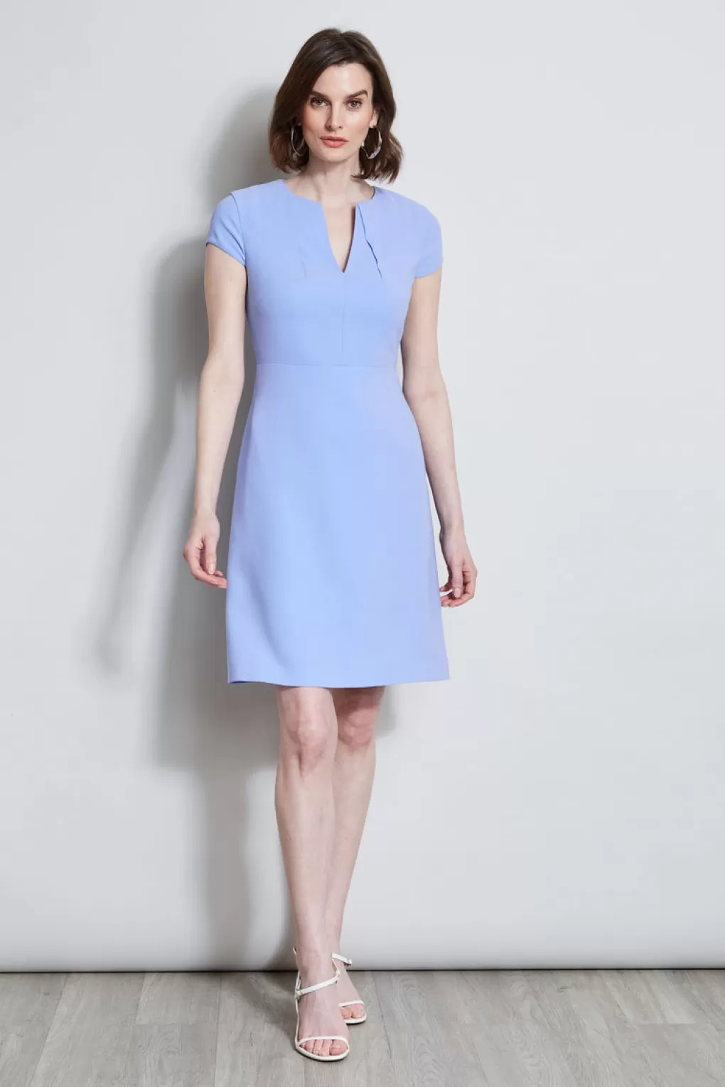 Best Elie Tahari Short Sleeve Dart Dress HORIZON BLUE