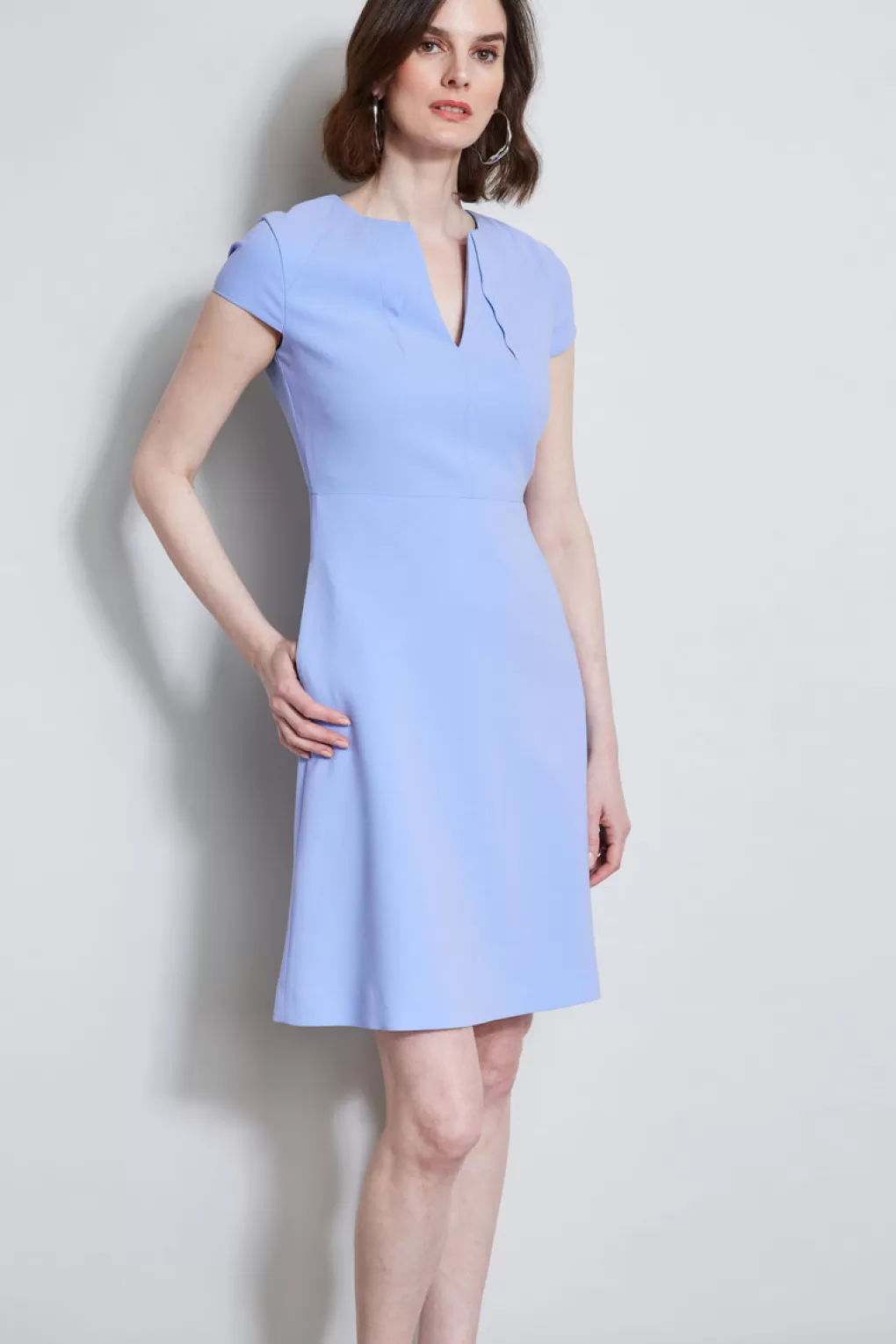 Best Elie Tahari Short Sleeve Dart Dress HORIZON BLUE