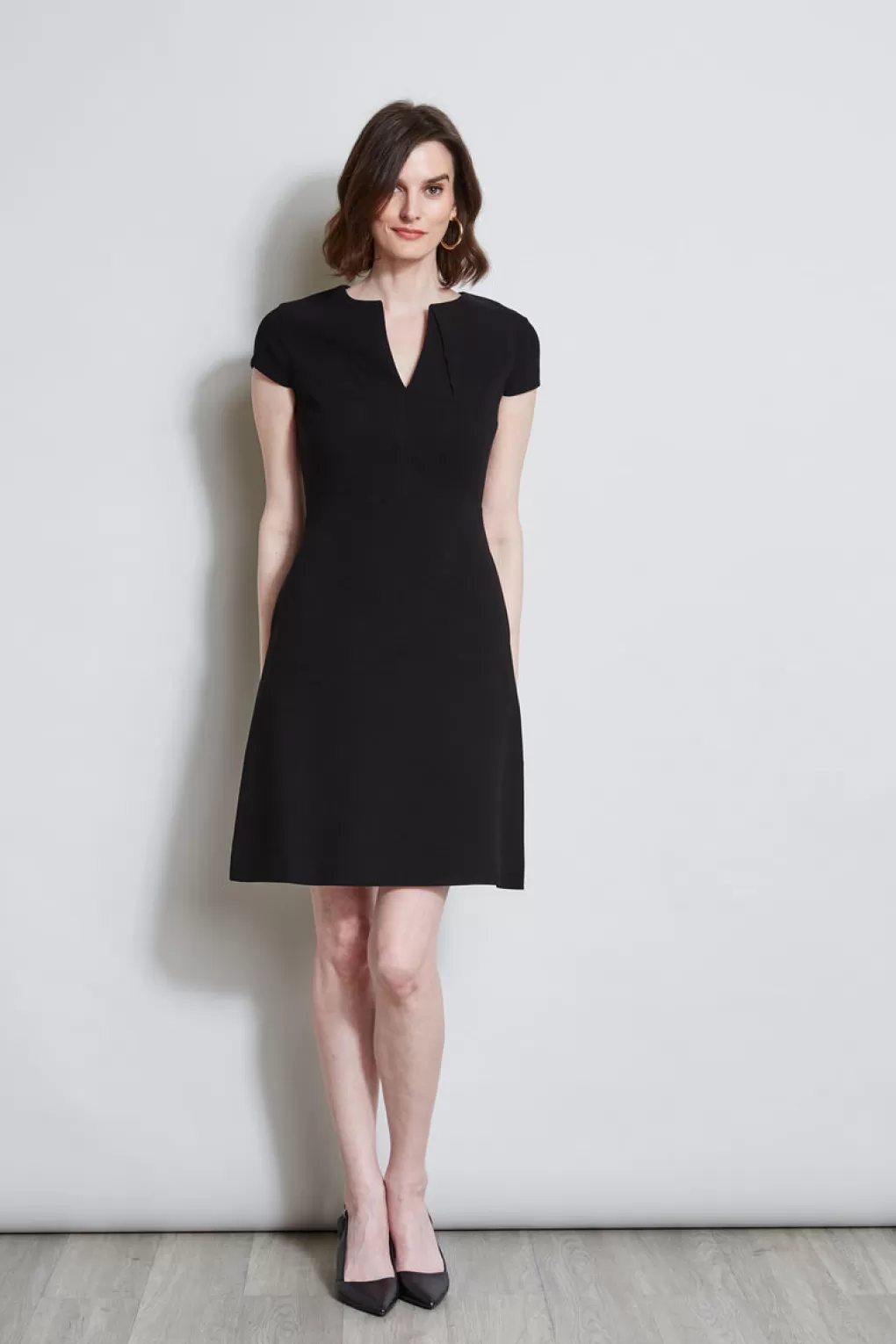 Online Elie Tahari Short Sleeve Dart Dress BLACK