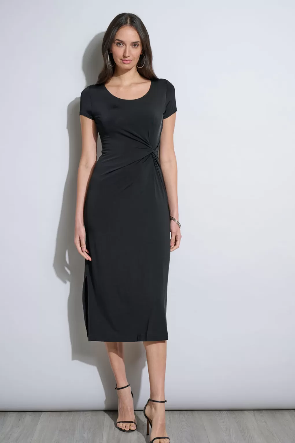 Fashion Elie Tahari Short Sleeve Knot Dress NOIR