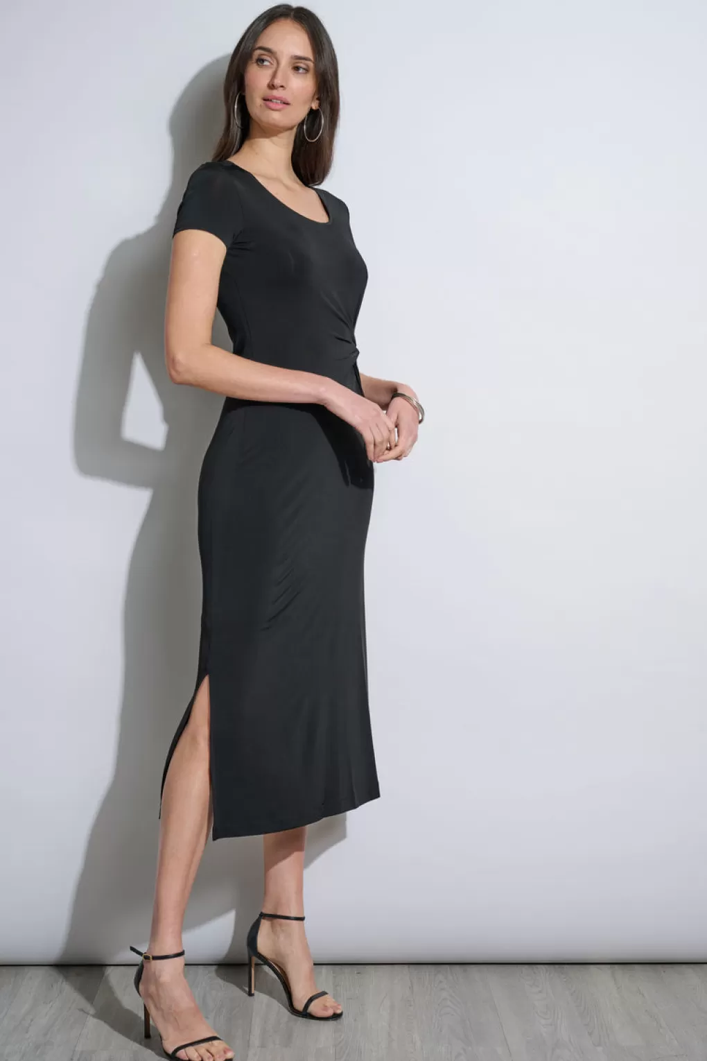 Fashion Elie Tahari Short Sleeve Knot Dress NOIR