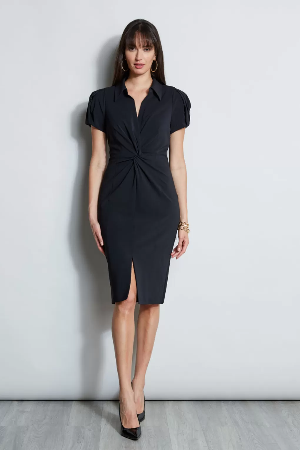 Cheap Elie Tahari Short Sleeve Twist Dress BLACK