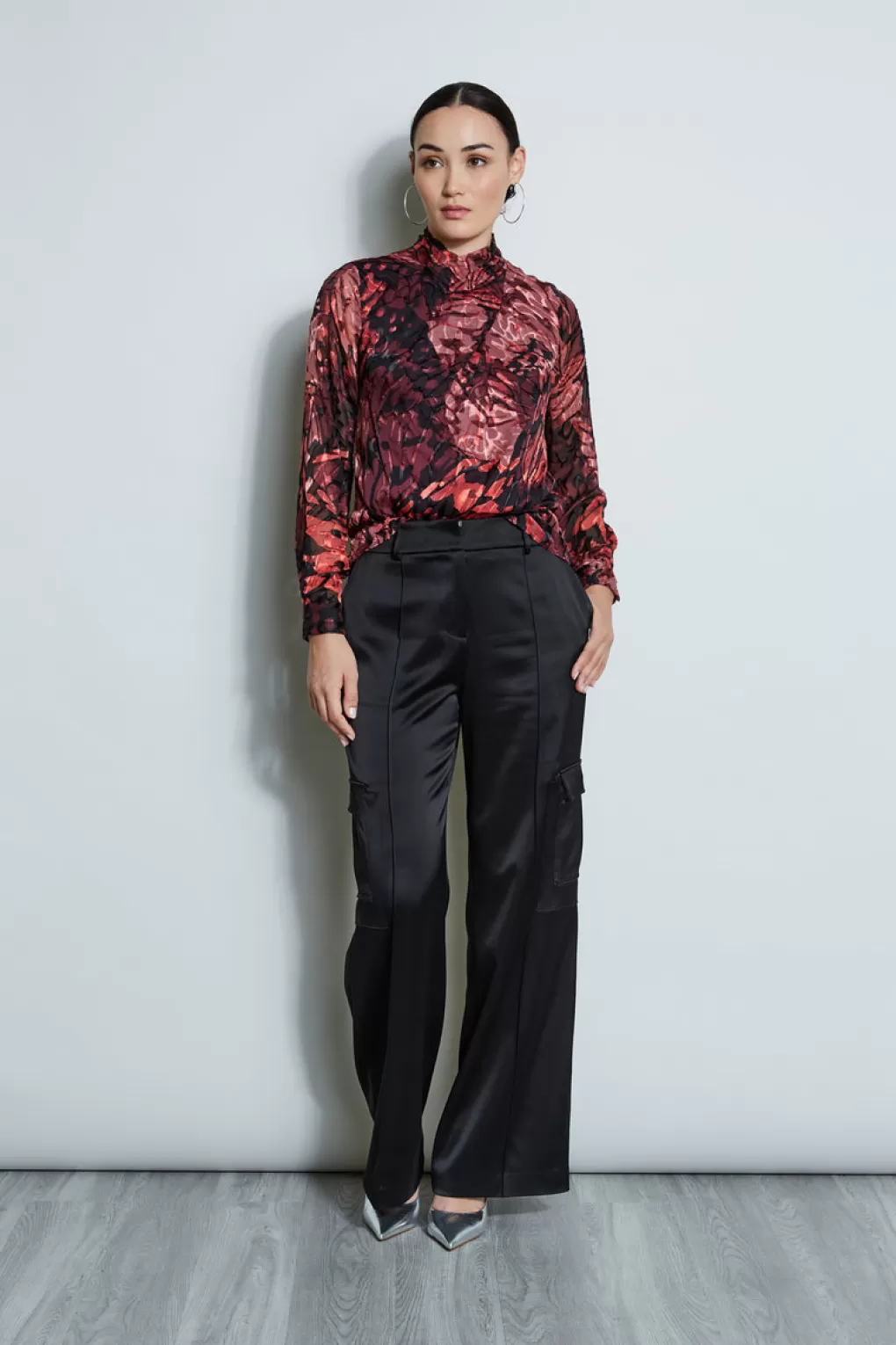 Outlet Elie Tahari Silk Burnout Twist Blouse MONARCH BURNOUT