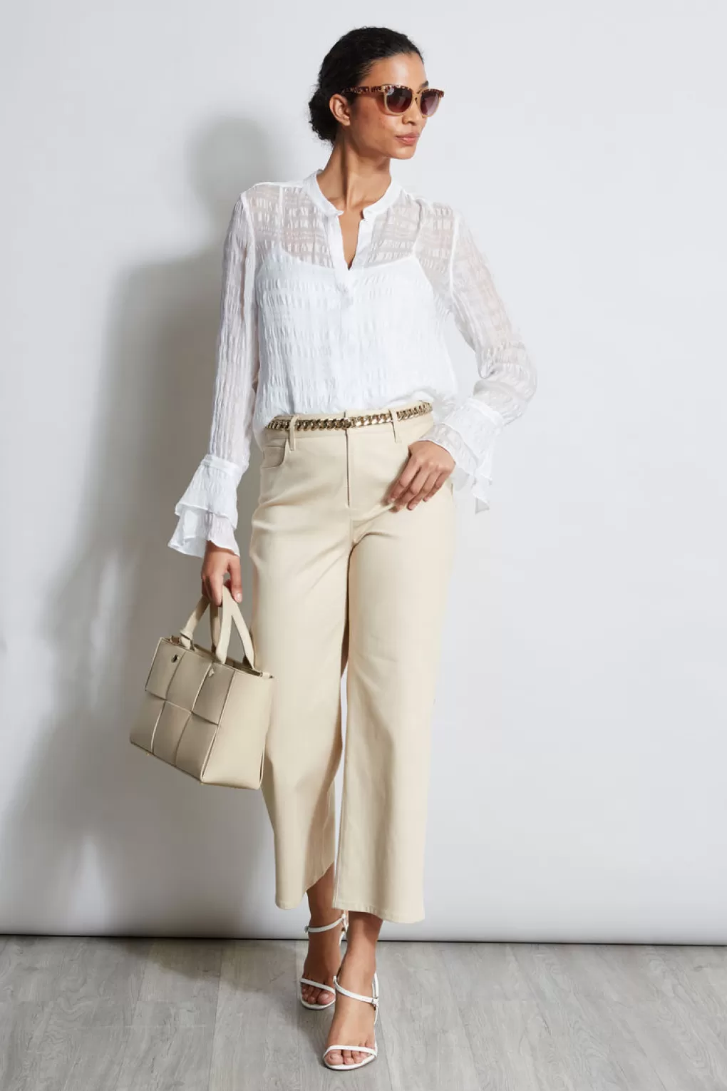 Online Elie Tahari Silk Pucker Texture Shirt PEARL