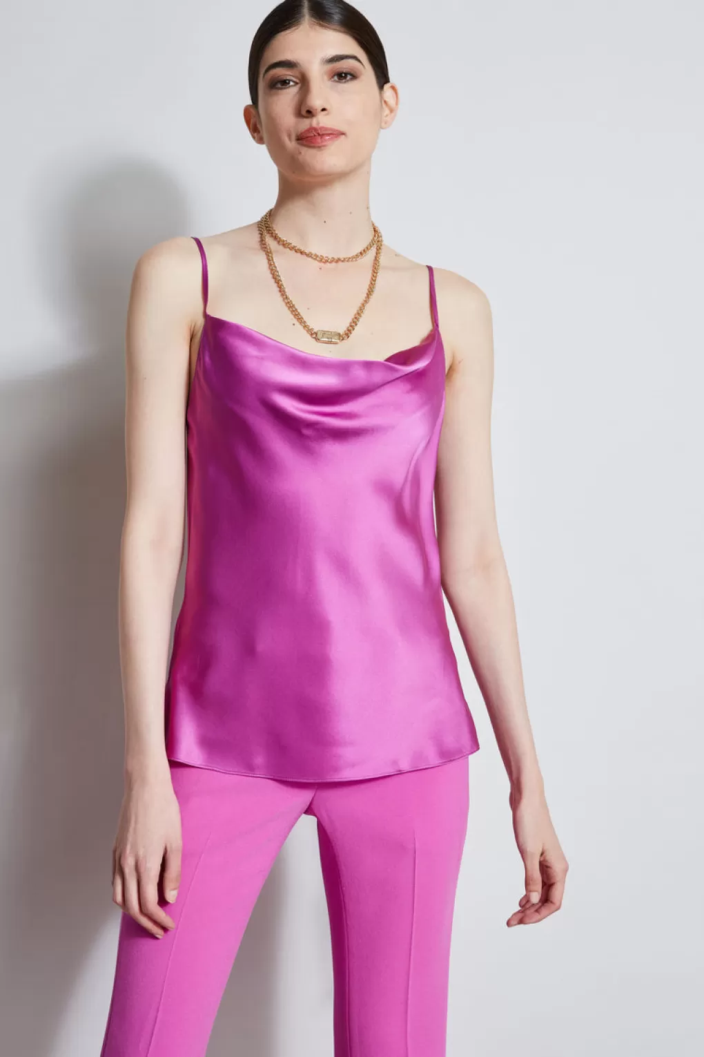 Shop Elie Tahari Silk Satin Cami PEONY