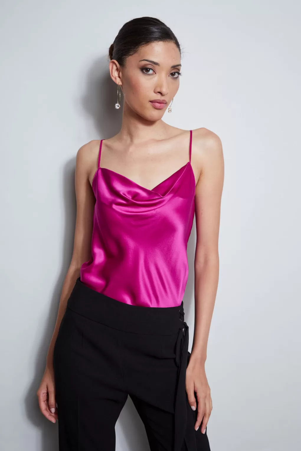 Fashion Elie Tahari Silk Satin Cami ELECTRIC PINK