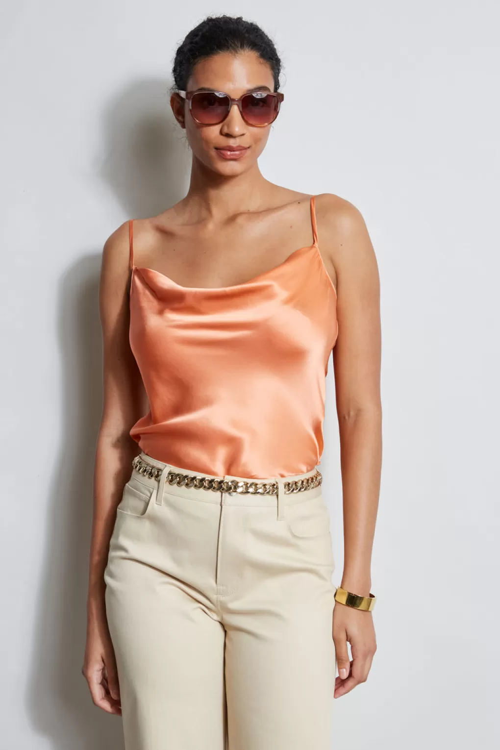 Hot Elie Tahari Silk Satin Cami TANGERINE