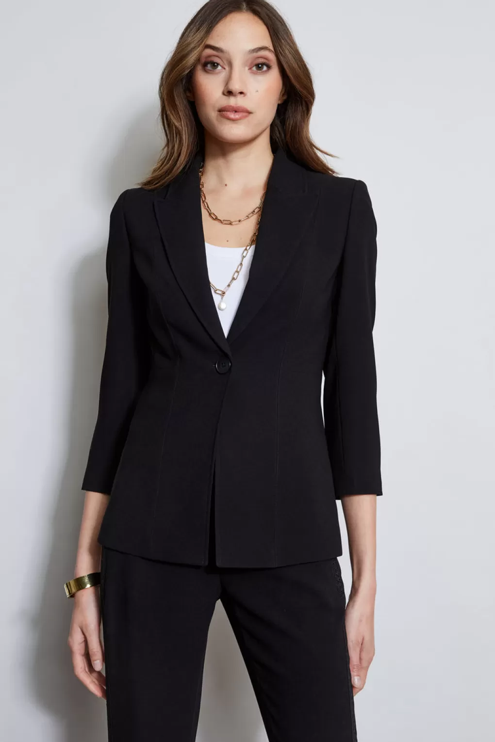 Best Elie Tahari Single Breasted Dart Blazer BLACK