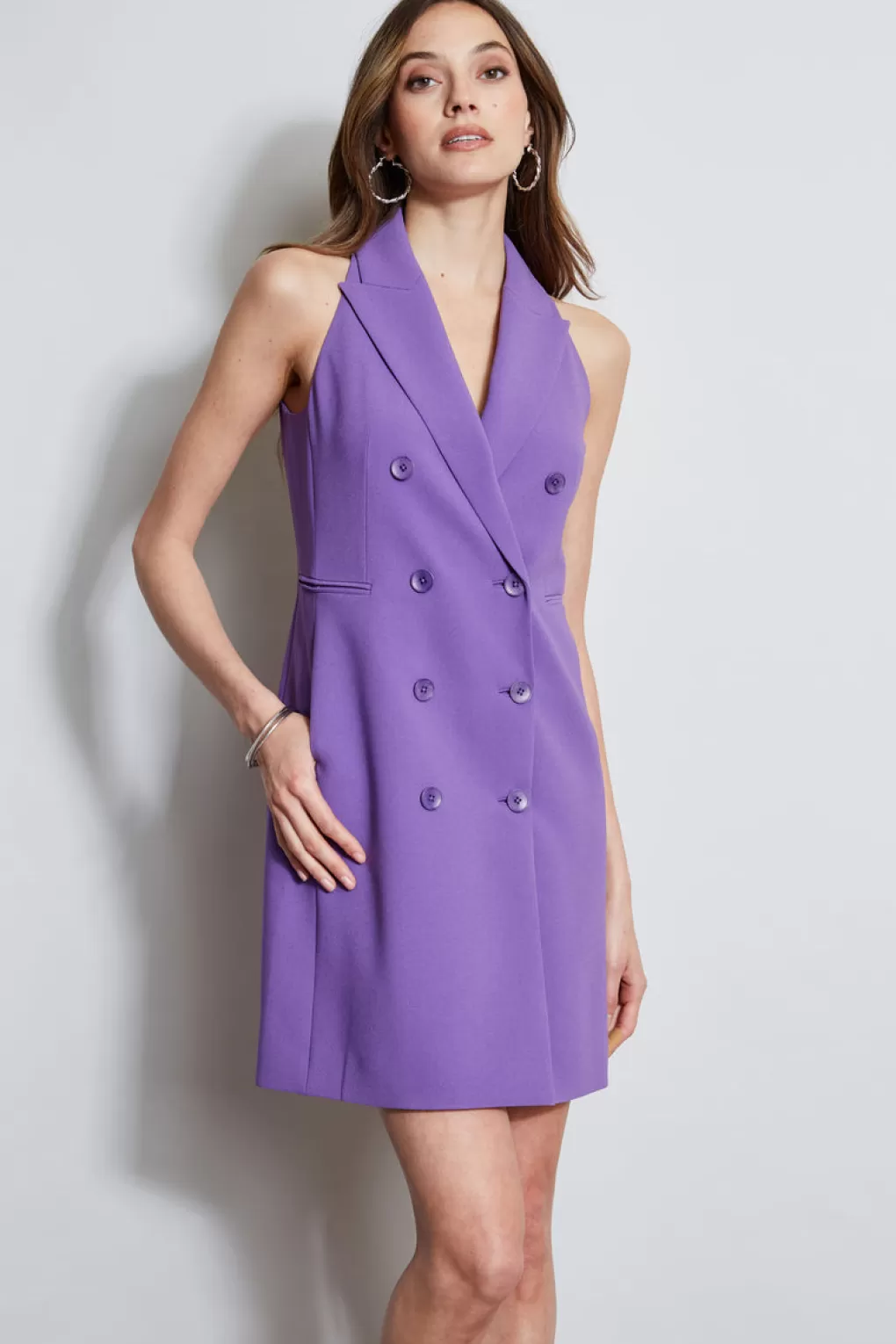 Best Elie Tahari Sleeveless Double Breasted Blazer Dress VIOLET