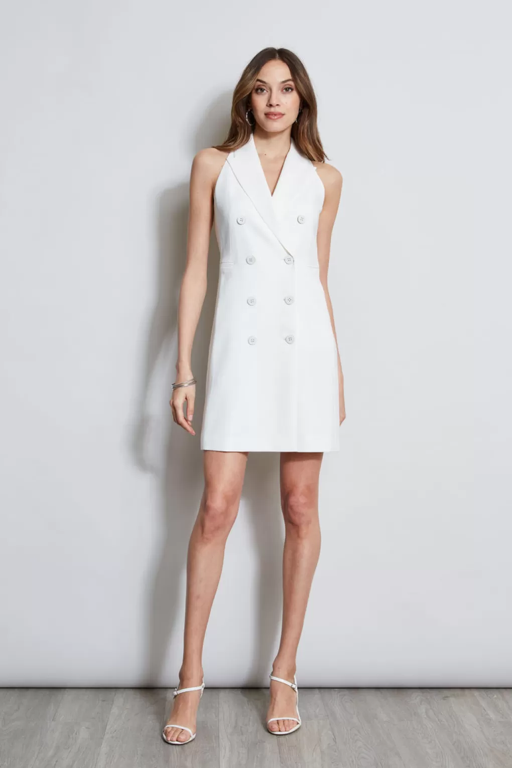 Shop Elie Tahari Sleeveless Double Breasted Blazer Dress FOAM