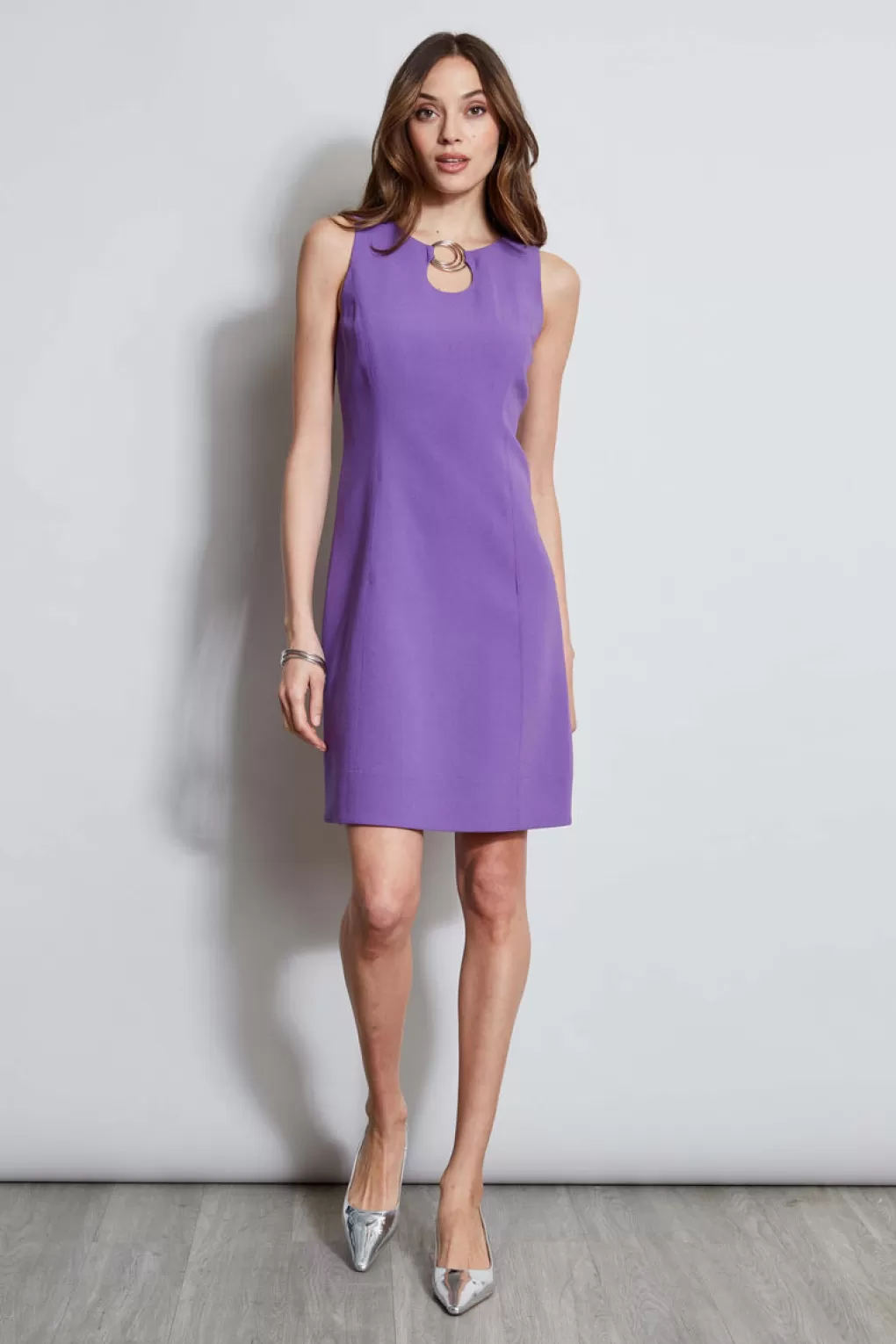 Sale Elie Tahari Sleeveless Keyhole Ring Dress VIOLET