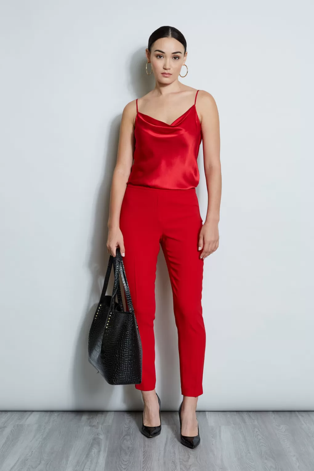 Online Elie Tahari Slim Fit Crepe Pant FLAME RED